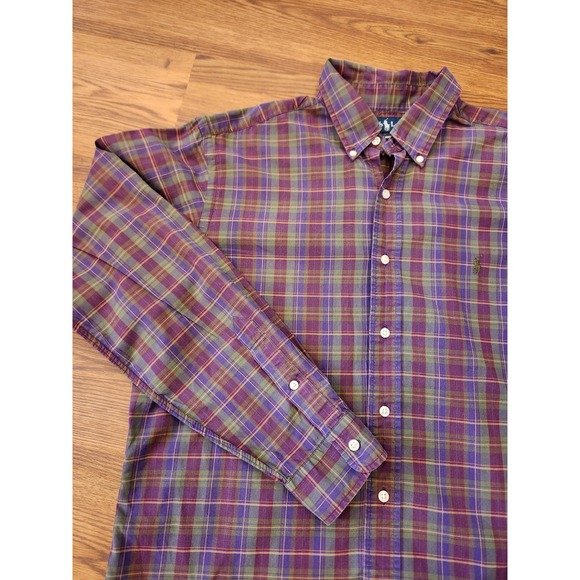 Ralph Lauren Men's Plaid Button Down Shirt Long Sleeve Classic Fit Size Large - Picture 2 of 7